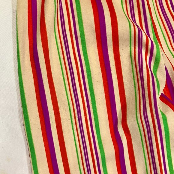 Vtg 70s wide straight leg jumpsuit straples disco colorful rainbow stripe XS S M - Picture 4 of 4